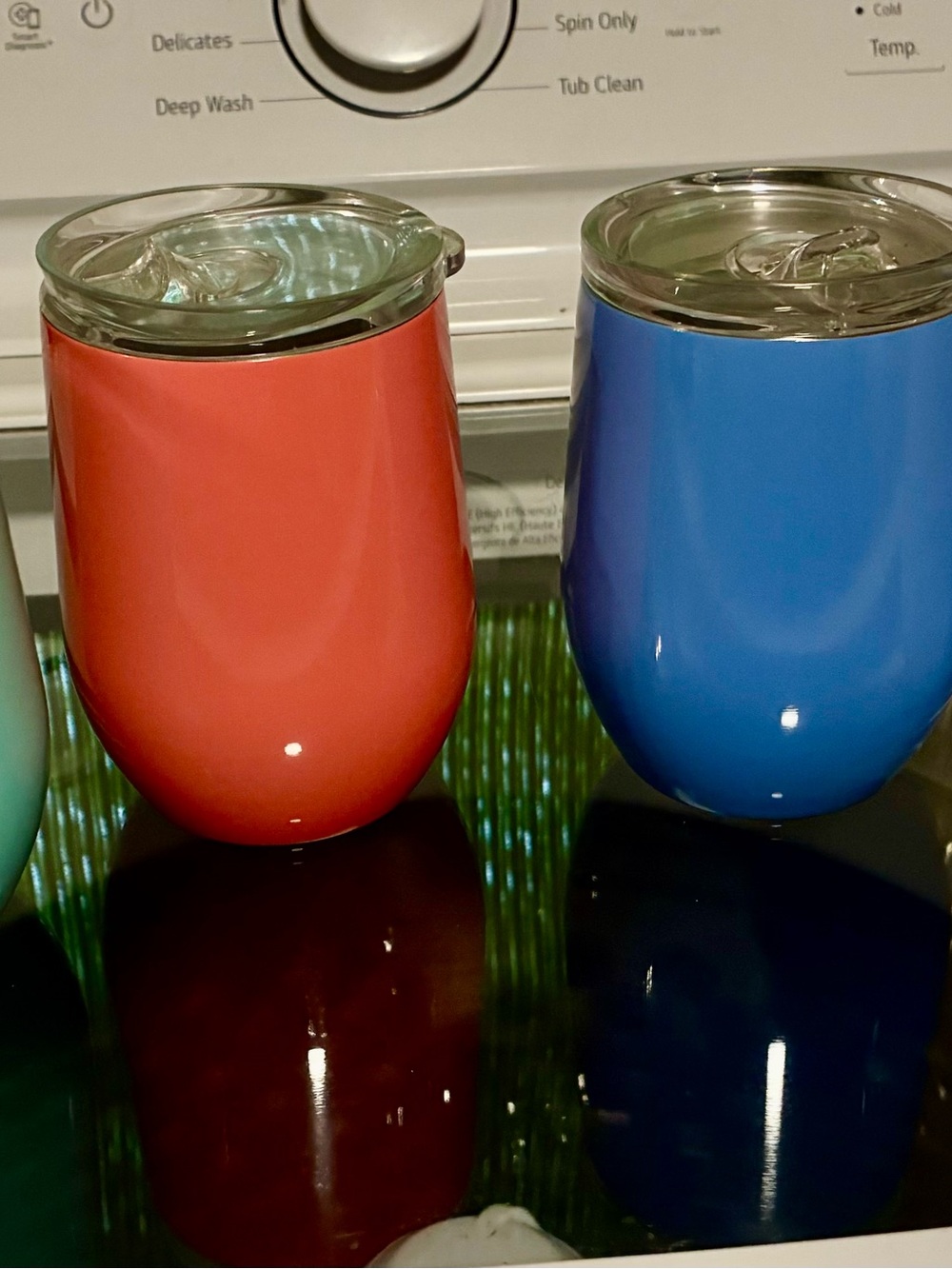 Insulated Stemless Wine Tumbler - Coral, blue, white, and green set